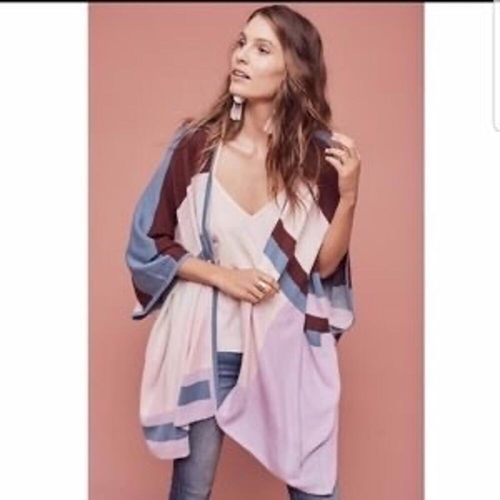 Plenty by Tracy Reese Color Block Geometric Oversized Ruana Sweater Size XS